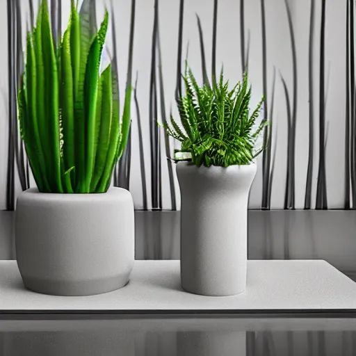 Image similar to an architectural, unique pot made for houseplants, future design, dwell, 3 d printing