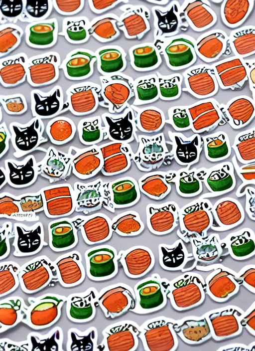 Image similar to cats and sushi sticker sheet