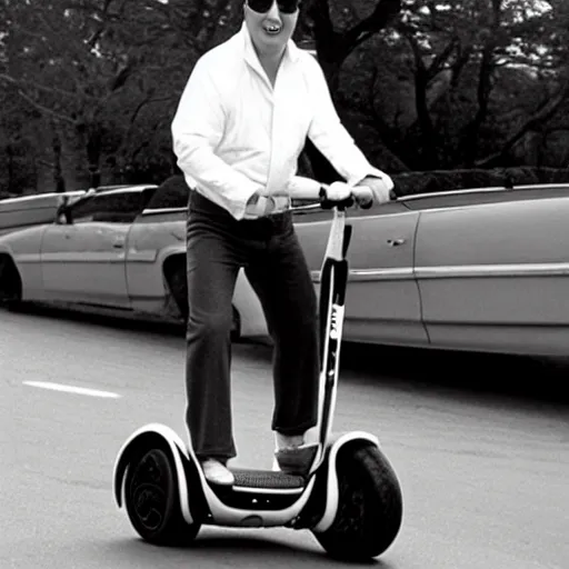 Prompt: elvis riding a segway