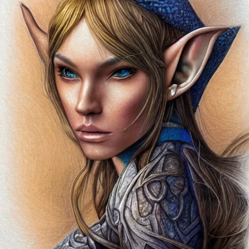 Image similar to Colored pencil art on paper, Wind Elf Level 87, highly detailed, artstation, MasterPiece, Award-Winning, Caran d'Ache Luminance