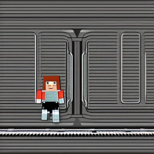 Image similar to “ woman angry at a train. overhead view. minecraft style art. ”