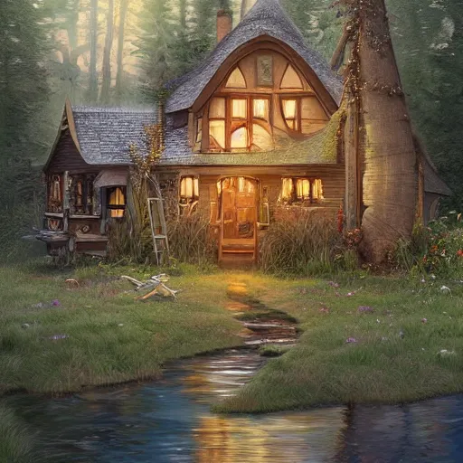 Image similar to brother grimms fairytale lakehouse rabbit digital art, irina french, heraldo ortega, mandy jurgens trending on artsation golden ratio 8 k 1 5 0 mpx