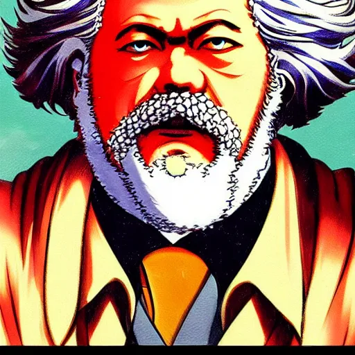 Image similar to beautiful amazing anime portrait painting of karl marx by hayao miyazaki, katsuhiro otomo, akira toriyama, satoshi kon, eiichiro oda, hideaki anno