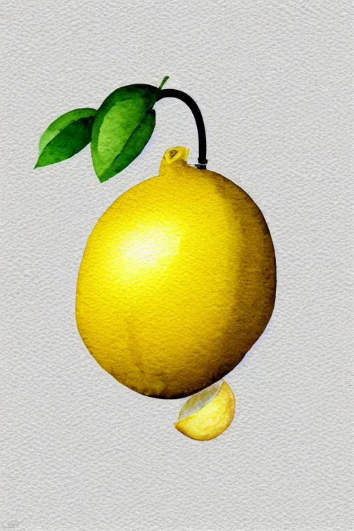 Prompt: minimalist watercolor art of a yellow lemon on white background, illustration, vector art