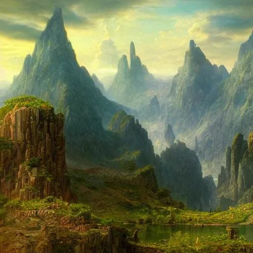 Prompt: a beautiful and highly detailed matte painting of the epic mountains of avalon, intricate details, epic scale, insanely complex, 8 k, sharp focus, hyperrealism, very realistic, by caspar friedrich, albert bierstadt, james gurney, brian froud,