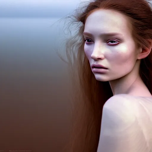 Prompt: photographic portrait of a stunningly beautiful siberian renaissance female in soft dreamy light at sunset, beside the river, soft focus, contemporary fashion shoot, in a denis villeneuve and tim burton movie, by edward robert hughes, annie leibovitz and steve mccurry, david lazar, jimmy nelsson, extremely detailed, breathtaking, hyperrealistic, perfect face, octane render