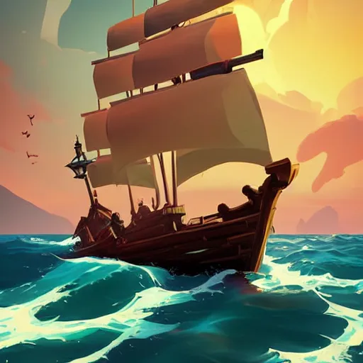 Image similar to painting treasure on sea of thieves game smooth median photoshop filter cutout vector, behance hd by jesper ejsing, by rhads, makoto shinkai and lois van baarle, ilya kuvshinov, rossdraws global illumination