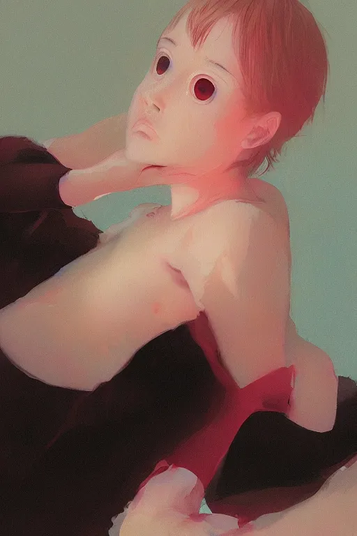 Prompt: a portrait of a todd solondz, dreaming of kissing a girl, sad and lonley, vivid colors, soft lighting, atmospheric, cinematic, moody, in the style of francis bacon and ilya kuvshinov and range murata, krenz cushart, oil on canvas, 8 k