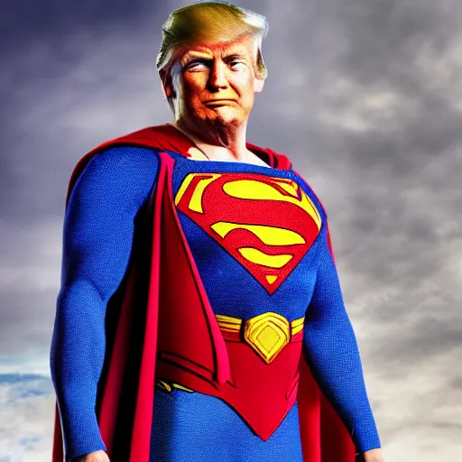 Prompt: donald trump as superman, detailed portrait, film still, realism, 4 k photography