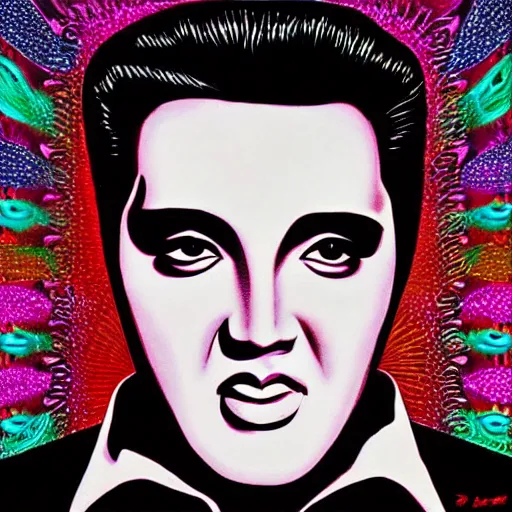 Prompt: “Elvis in the style of Alex Grey”