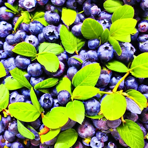 Image similar to fistful of blueberries, impressionistic, wide shot, colorful, dramatic