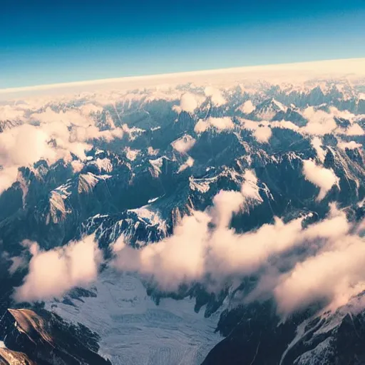 Prompt: a realistic sunrise in the swiss alps seen through a plane window