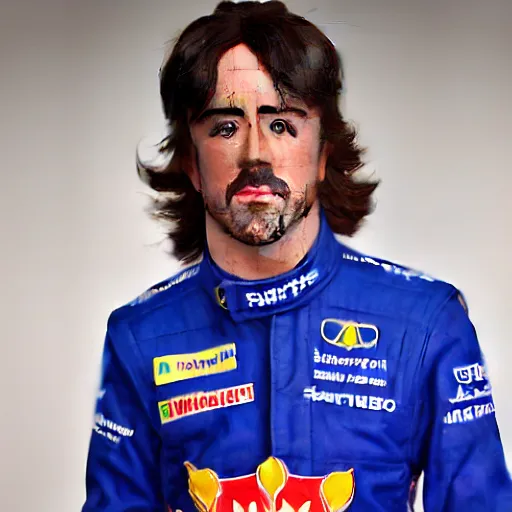 Image similar to wax figure of fernando alonso, realism, 4 k, award winning photograph, award winning photograph