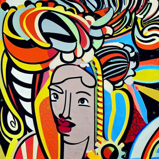 Image similar to Street art. A beautiful illustration of a young girl with long flowing hair, looking up at the stars. She appears to be dreaming or lost in thought. by Lee Krasner, by Romero Britto balmy