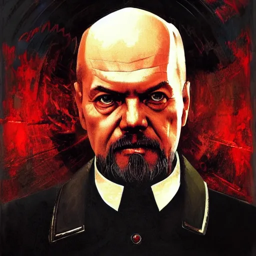 Image similar to vladimir lenin as holy god emperor of mother russia, colourised, face portrait, epic, military art, fantasy, dieselpunk, hd shot, digital portrait, beautiful, artstation, comic style, by artgerm, guy denning, jakub rozalski, magali villeneuve and charlie bowater