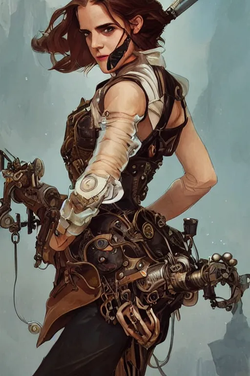 emma watson as steampunk half - cyborg, western | Stable Diffusion ...
