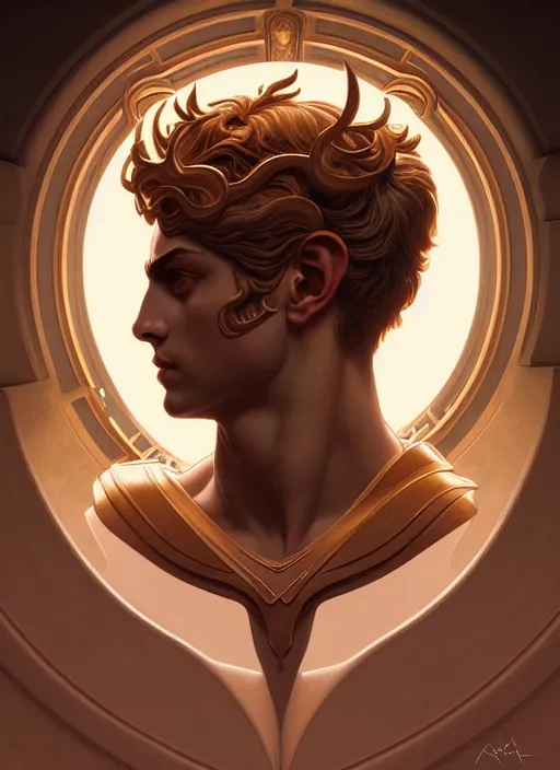 Image similar to symmetry!! portrait of perseus, greek mythology, ancient greece, elegant, highly detailed, dynamic lighting, digital art, digital painting, artstation, sharp focus, illustration, art by artgerm and greg rutkowski and alphonse mucha, 8 k