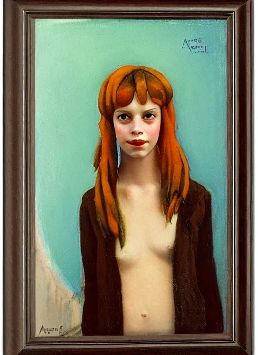 Image similar to a portrait of a pretty sewer punk young lady by agnes lawrence pelton