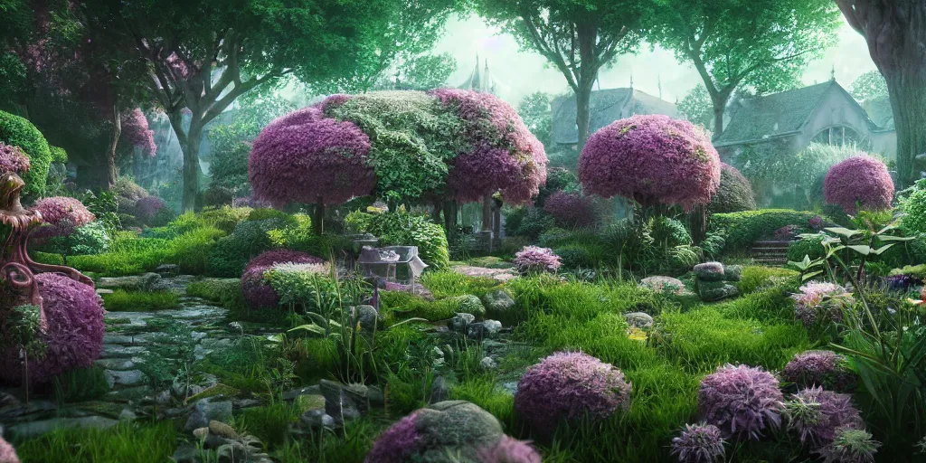 Image similar to in an ethereal magical garden, highly detailed, 8 k, hdr, award - winning, octane render, artstation