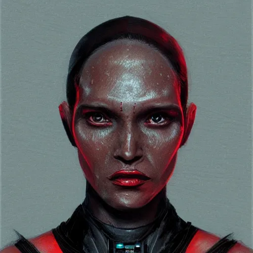 Image similar to portrait of a woman by greg rutkowski, twi'lek, younh, red and black skin, star wars expanded universe, wearing black robes, she is about 2 0 years old, highly detailed portrait, digital painting, artstation, concept art, smooth, sharp foccus ilustration, artstation hq