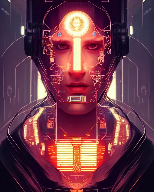 Prompt: symmetry!! centered, head on portrait of a man with face tattoos, sci - fi -, cyberpunk, blade runner, glowing lights, tech, biotech, techwear!! intricate, elegant, highly detailed, digital painting, artstation, concept art, smooth, sharp focus, illustration, art by artgerm and greg rutkowski and alphonse mucha