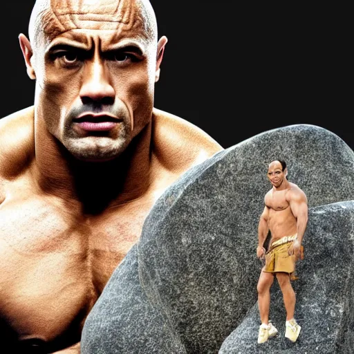 dwayne johnson wrestling a rock, Stable Diffusion