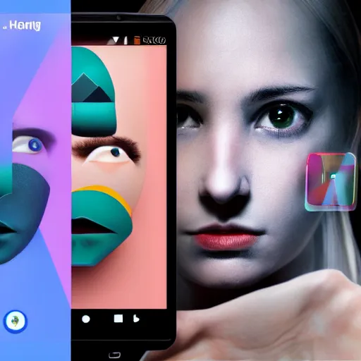 Image similar to smart face as android and human being