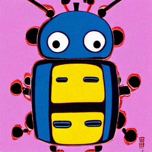 Image similar to Cute robot beetle, blue, cartoon by Studio Ghibli