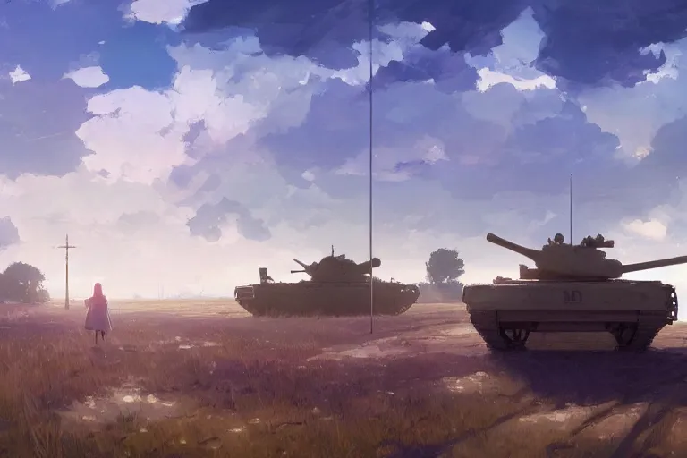 Image similar to a tank mixed with a church, scene in an open field. key visual, conceptart, ambient lighting, highly detailed, digital painting, artstation, concept art, sharp focus, by makoto shinkai and akihiko yoshida and greg manchess