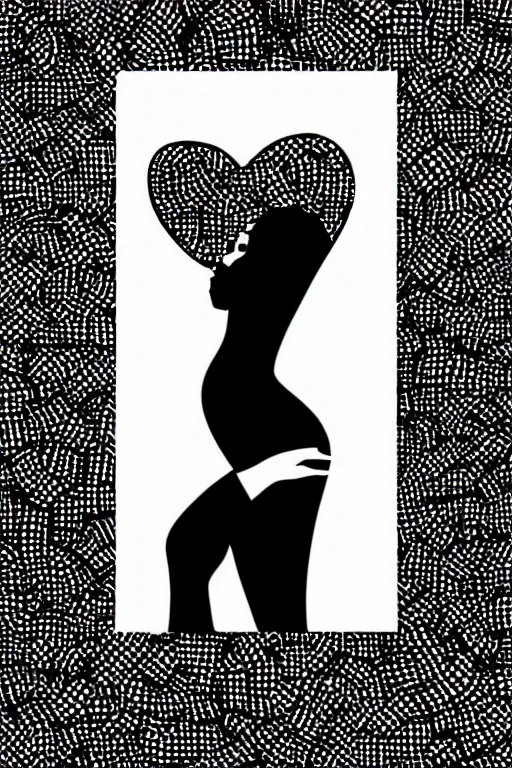 Prompt: black and white illustration, creative design, self love