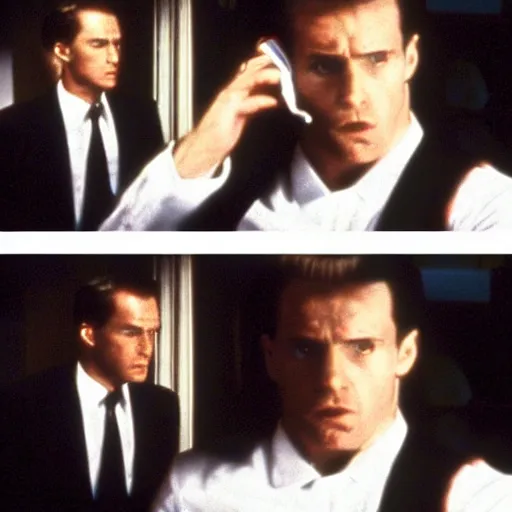 Image similar to phone call scene in American Psycho (1999)