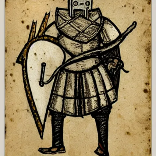 Image similar to tuba knight, medieval drawing