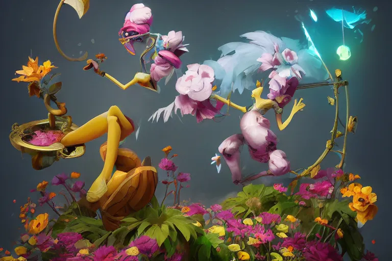 Prompt: a cartoony flowers, various items, in the style of Rayman origins, michael ancel, Ruan Jia and Mandy Jurgens and Greg Rutkowski, trending on Artstation, award winning, unreal engine, octane render H 1024