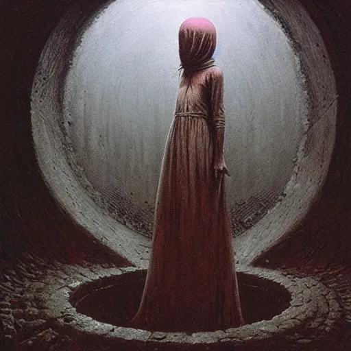 Image similar to cute girl in necromancer crypt by beksinski