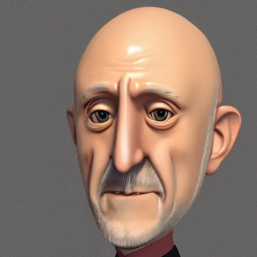 Prompt: mike ehrmentraut as a 3d cartoon character, stylized, portrait, facing forward