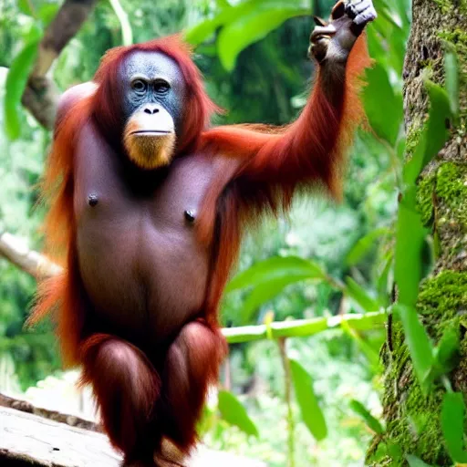 Image similar to orangutan in the style of kim kardashian break the internet