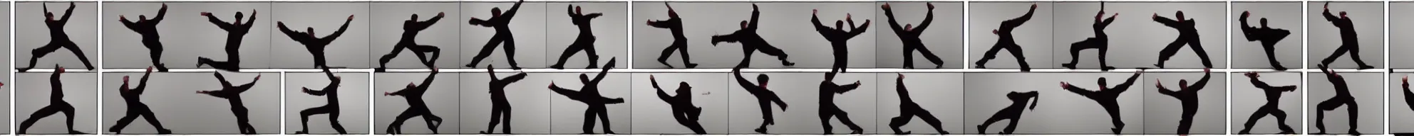 Image similar to 8 consistent frames from a video of a man dancing in a bedroom