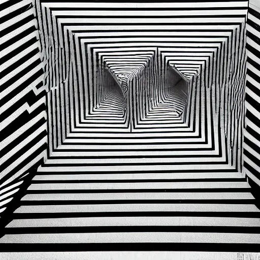 Prompt: hypercube by m. c. escher, art installation, photograph