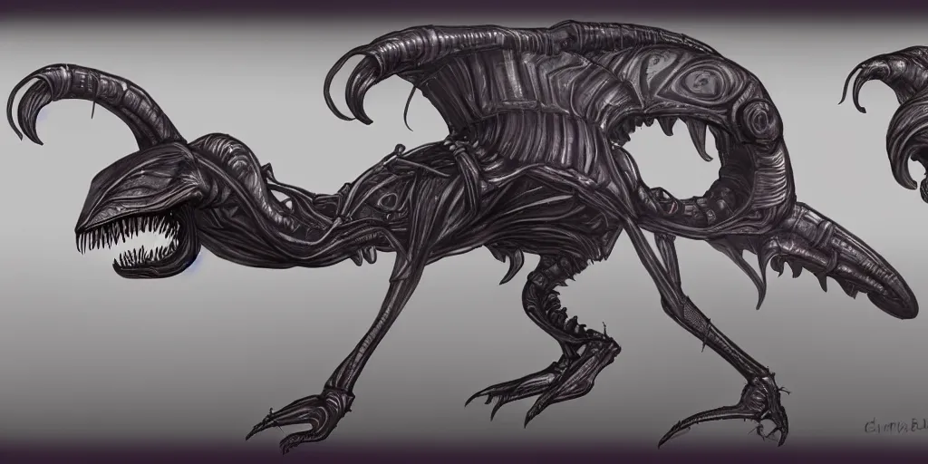 Image similar to video game alien creature concept art