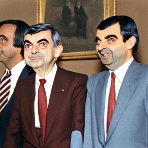 Image similar to Mr Bean elected as the president of the United States, 1980 colour photo