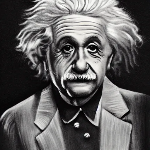 Prompt: silver einstein portrait