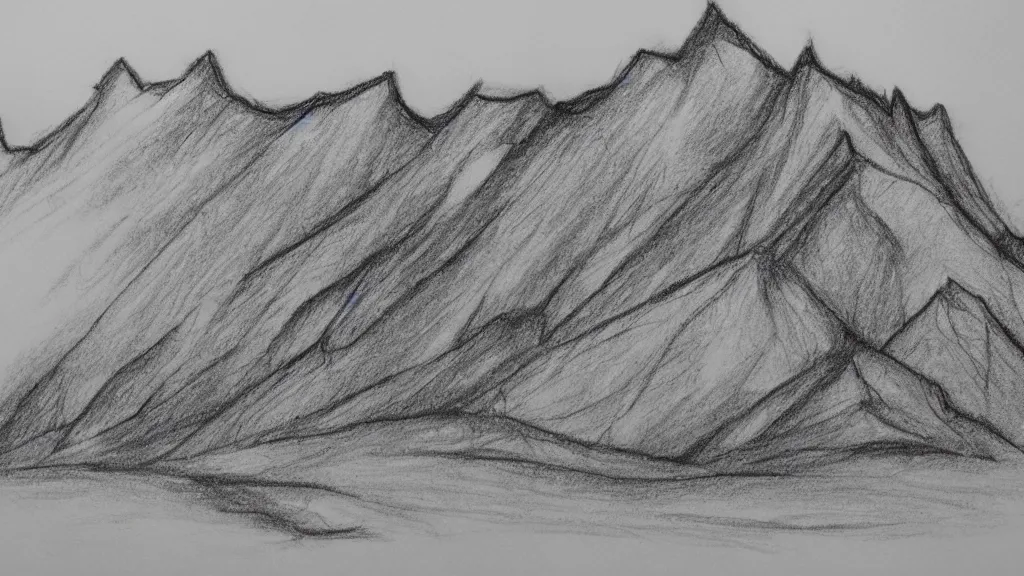 Image similar to pencil sketch mountainous the very crispest, neatest rotation