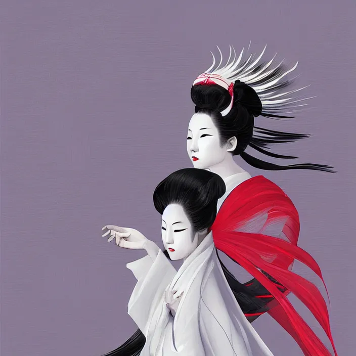 Image similar to youthful geisha, portrait, aerodynamic, fast, beautiful face, digital art, hd, concept art, by santiago calatrava, by zaha hadid