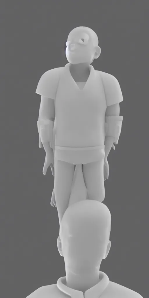 Image similar to a photo of a toy figurine made from resin with a head in form of a pill, no visible face smooth skin, even surface, minimalistic, octane rendering, ambient lighting, white subsurface scattering