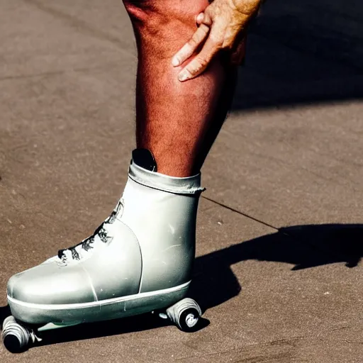 Image similar to a skate boot on a foot covered in cast