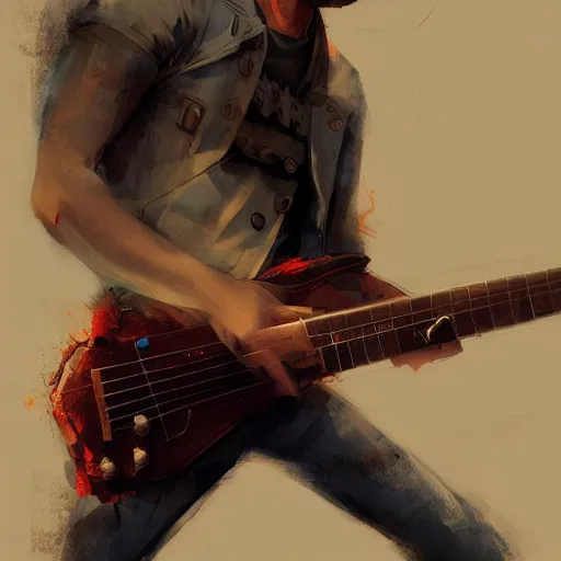 Image similar to periphery playing guitar trending on artstation, painted by greg rutkowski