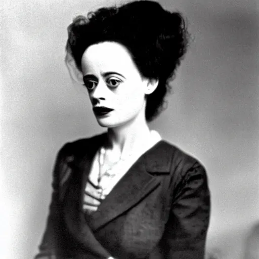 Prompt: dslr photo portrait still of young elsa lanchester, 8 5 mm, f 1. 8, by edvard munch