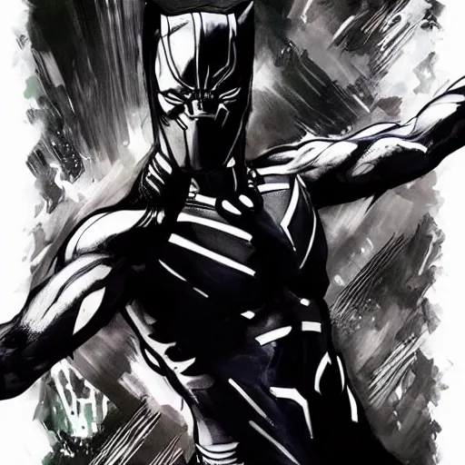 Prompt: chadwick boseman black panther, yoji shinkawa, tattoo design