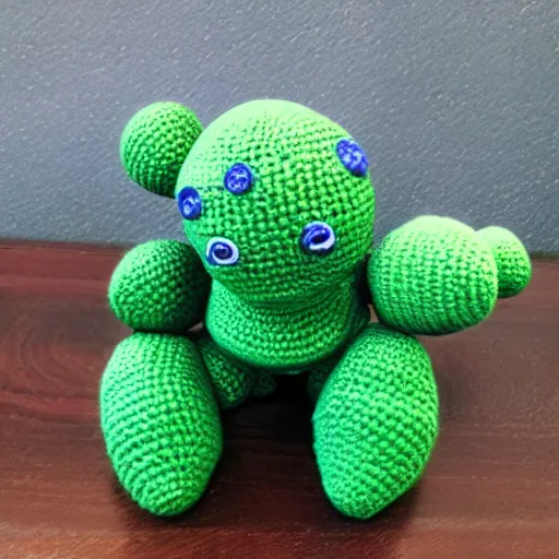 Image similar to zergling amigurumi, detailed