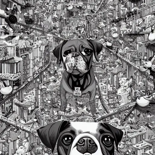 Image similar to crazy dog apartments, extremely detailed, sharp focus, wide view, full body shot, smooth, digital illustration, by james jean, by rossdraws, frank franzzeta, mcbess, sakimichan